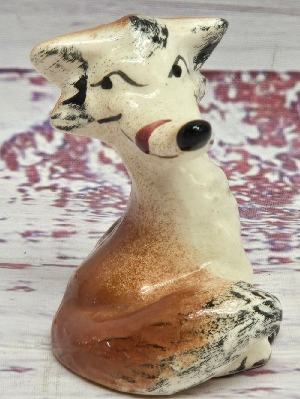 Vintage Mid Century Ceramic Coyote Fox Figurine Smug Licking Lips Mold 21 Novelt